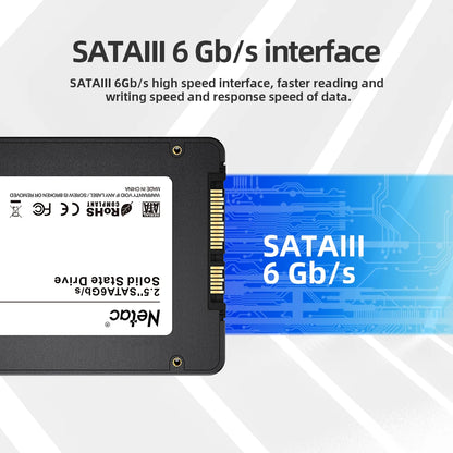 Netac 2.5" SATA3 SSD | 128GB to 2TB | Internal Solid State Drive | Laptop & PC Upgrade