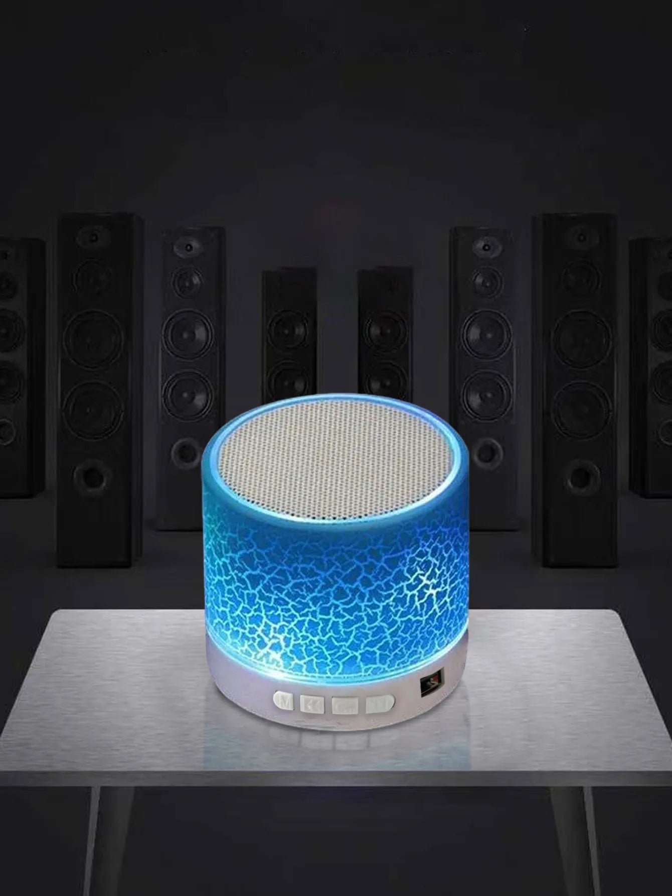 Wireless Mini Subwoofer Speaker with 7-Colour LED Light - Portable Bluetooth Speaker