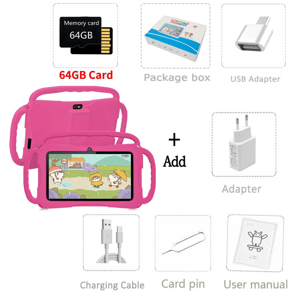 Children's Tablet 7" – Android 13, 5G WiFi, 4GB RAM, 64GB, Quad Core, 4000mAh