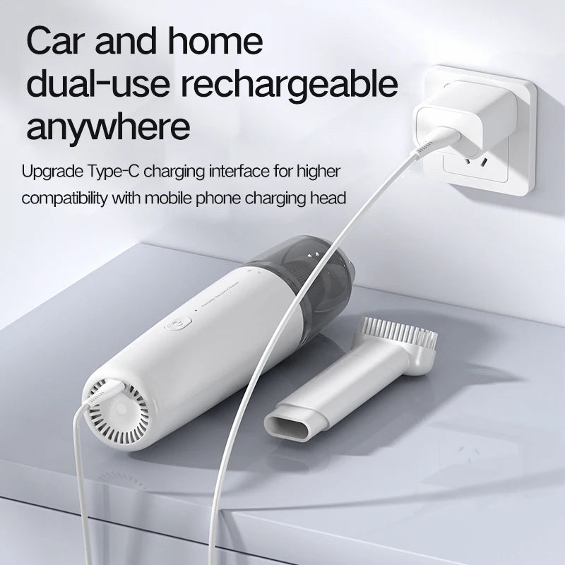 Portable Handheld Vacuum Cleaner – Wireless Charging, Metal Filter, 50W, Car & Home