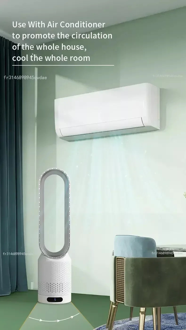 INSIS FEMME Bladeless Tower Fan – Ultra-Quiet Air Purification Circulation, Desk & Floor, Remote Control Option