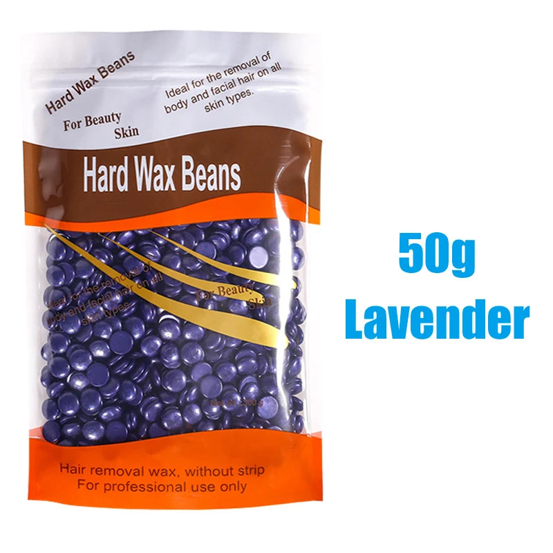 R.E.D. Shopping hard wax beans for hair removal, professional-grade in 500g, 200g, and 50g sizes, shown in a container.