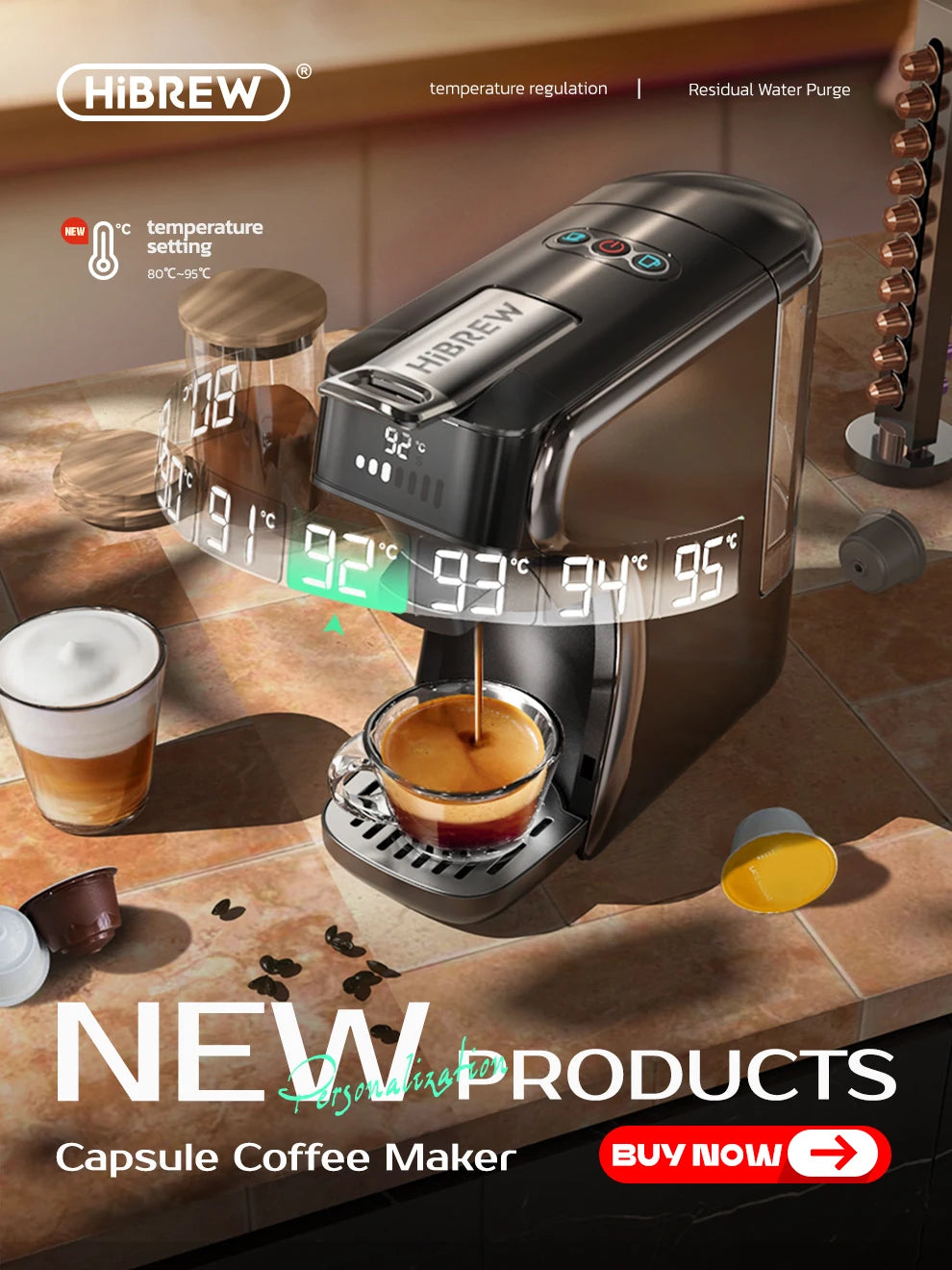 HiBREW H2B Cold & Hot Coffee Maker | 5-in-1 | Nespresso & Dolce Gusto Compatible | EU 220V