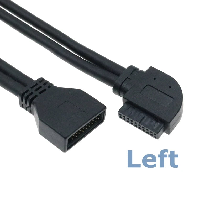 90° USB 3.0 Front Panel Extension Cable – 20-Pin / 19-Pin Elbow Adapter, 0.2m