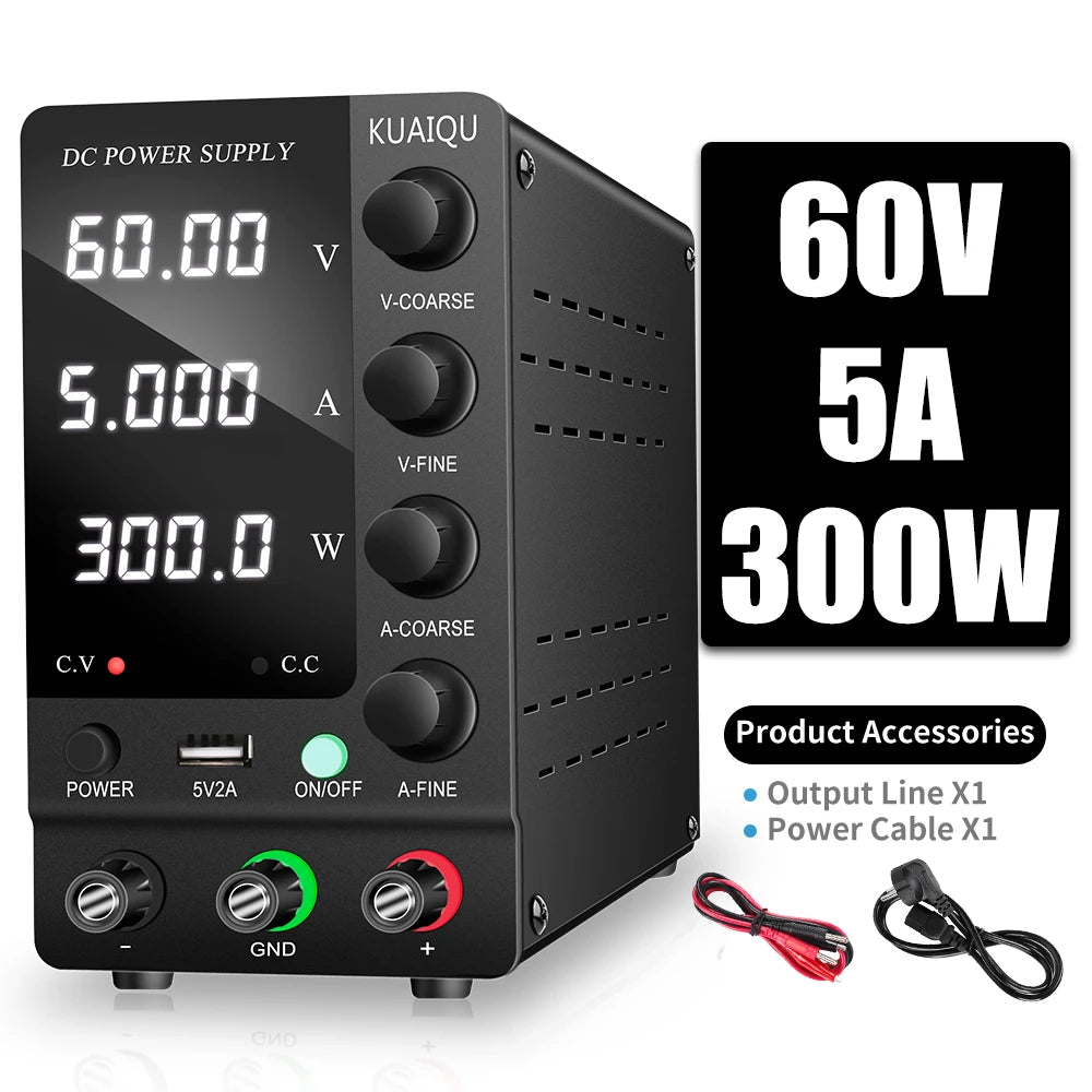 KUAIQU Adjustable DC Lab Bench Power Supply (30V–120V)