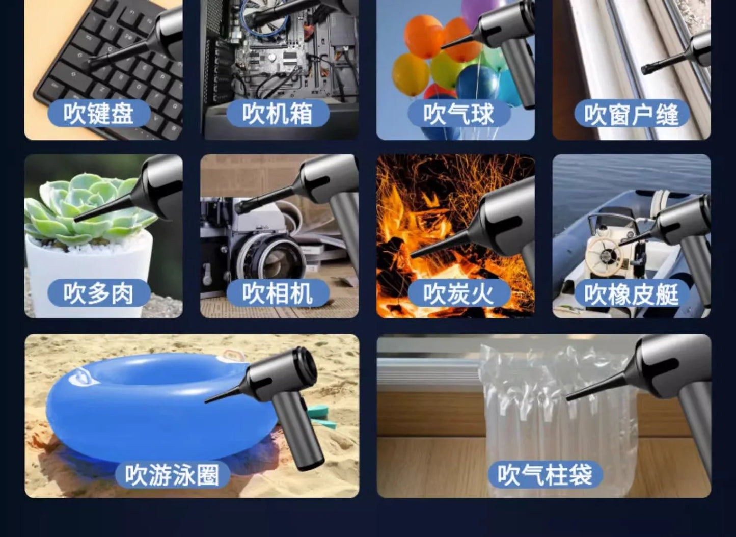 Portable R.E.D. Shopping mini wireless car vacuum cleaner with blow and vacuum functions, compact handheld design for home and car cleaning.