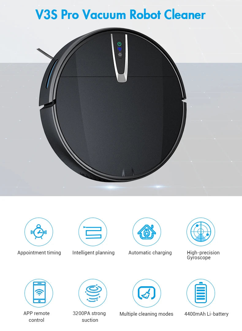 Robot Vacuum & Mop Cleaner – 3800PA Suction, APP & Voice Control | V32S / V3S | EU/US/UK