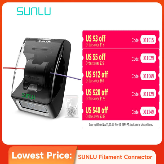SUNLU Filament Splicer & Connector 1.75mm – 200pcs, PLA/PETG/TPU/ABS/Nylon