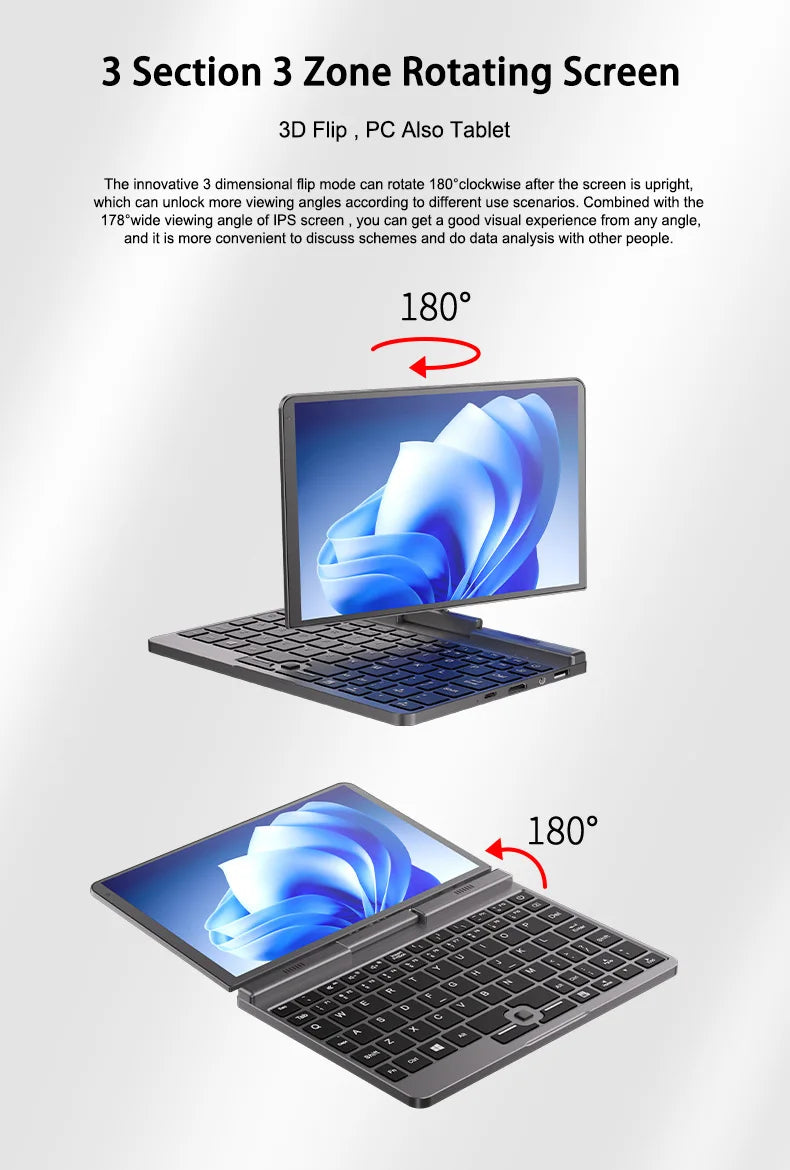 CRELANDER P8 8" 2-in-1 Mini Laptop | Intel N150 | 12GB DDR5 | Touch Screen | WiFi 6 | Win 11 | Pocket PC