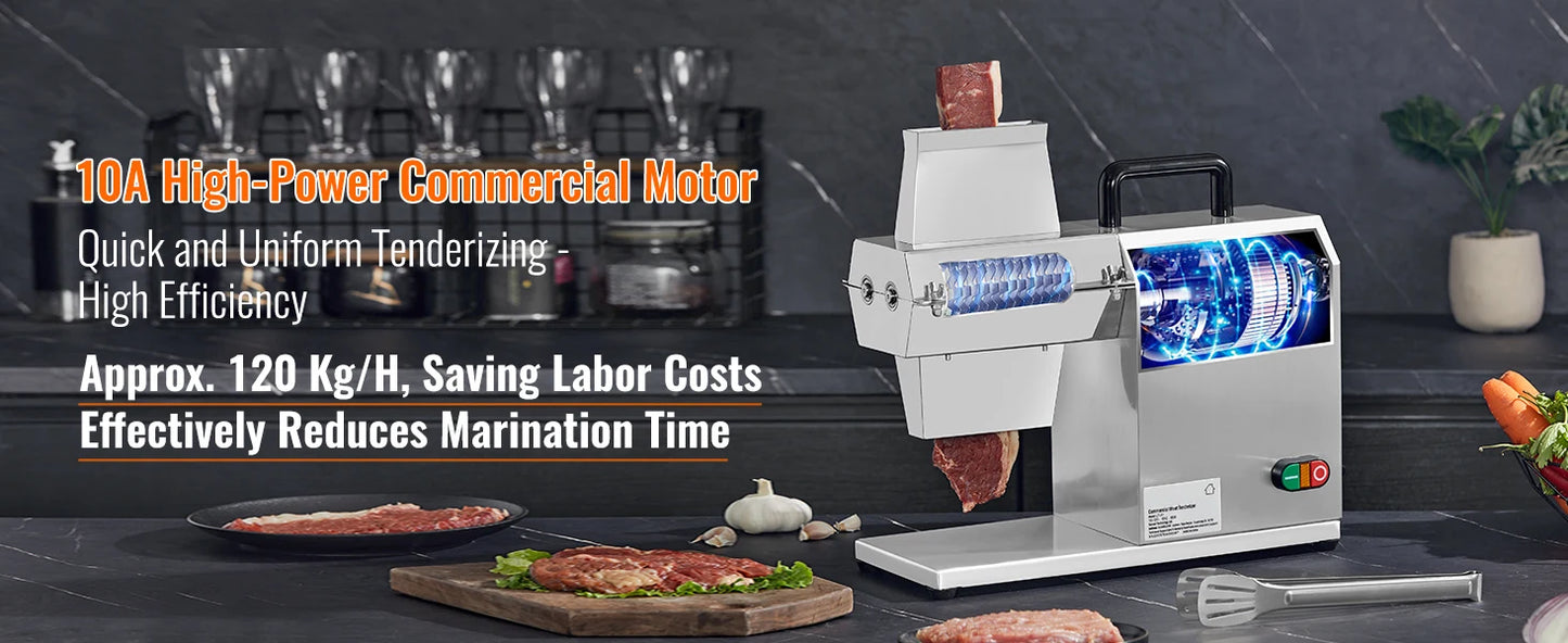 SucceBuy Commercial Meat Tenderizer 450W – 17", 54 Blades, Electric, Stainless Steel