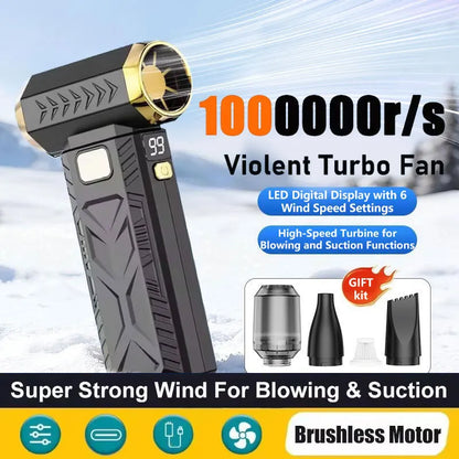 BMAD Brushless Turbo Air Blower – 2-in-1 Dust Blower & Vacuum, 6-Speed, Ultra-Strong Wind, USB 5V for Home Cleaning