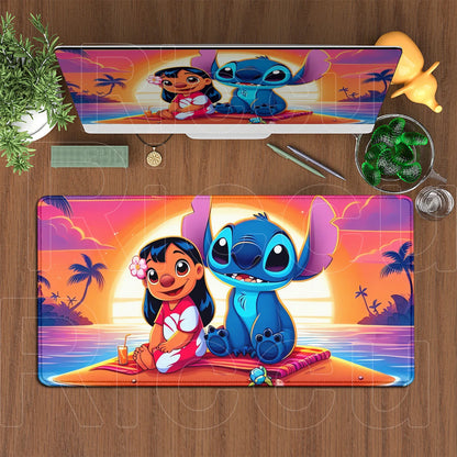 Cute Anime XXL Gaming Mouse Pad – Kawaii Stitch Design, Lock Edge, Non-Slip Rubber