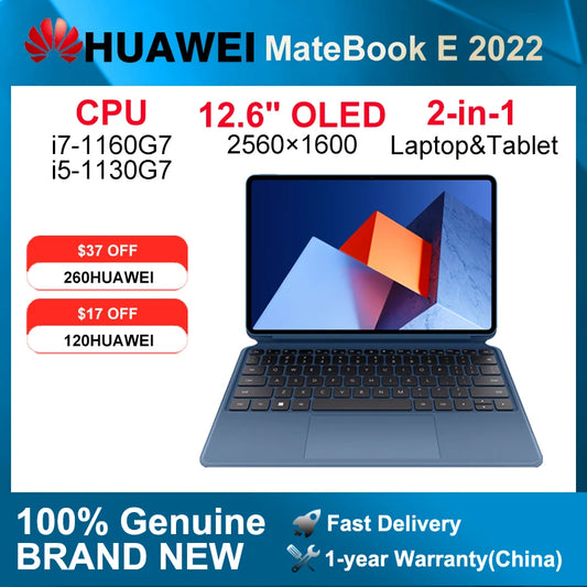 HUAWEI MateBook E 2-in-1 Tablet Laptop 12.6" OLED — Intel i5/i7, Up to 16GB RAM, Up to 512GB, Windows 11