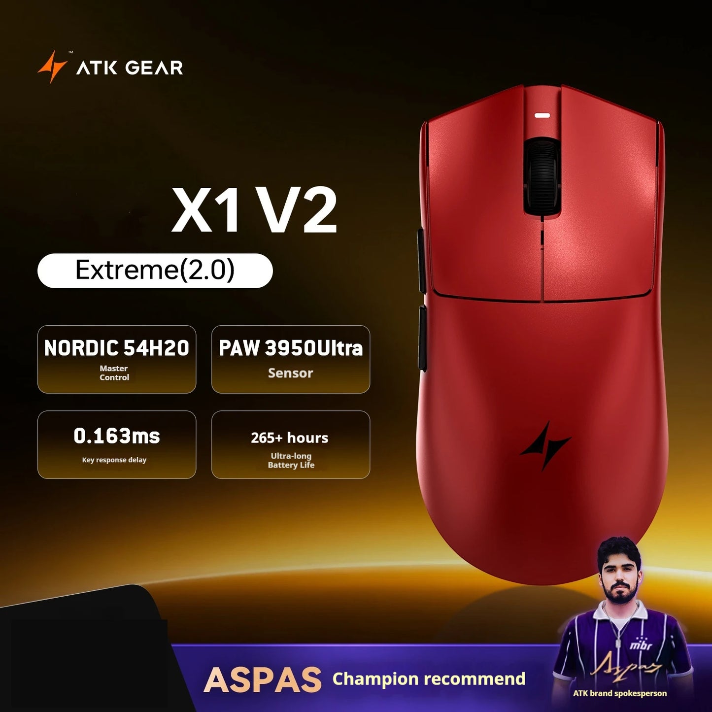ATK X1 V2 Ultimate 2.0 Wireless Gaming Mouse – PAW3950 Sensor, 750 IPS, 54g Lightweight