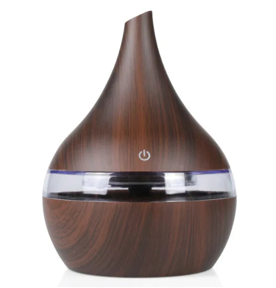 Portable Aroma Diffuser & Humidifier – 300ml, USB, 7-Color RGB Night Light | Light/Dark Wood, White