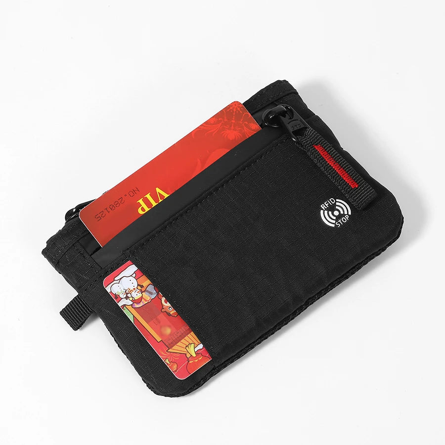 RFID Blocking Nylon Card Holder with Carabiner & Coin Purse