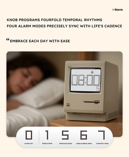Retro Macintosh Alarm Clock – Classic Desktop Ornament with Digital Clock Design