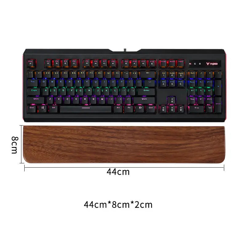Walnut Wood Mechanical Keyboard Wrist Rest — Ergonomic Palm Pad, 87/98/104/108 Key
