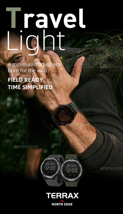 NORTH EDGE TERRAX Men's Digital Sport Watch – 50M Waterproof, Stopwatch, Countdown, Outdoor