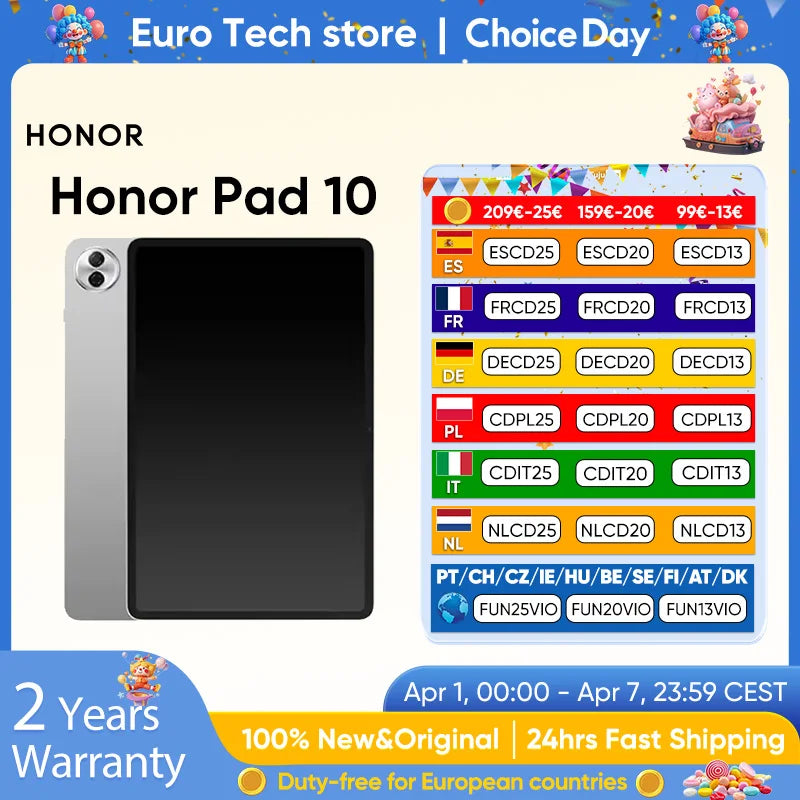 HONOR Pad 10 Global – 12.1" 2.5K Eye Comfort, Snapdragon 7 Gen 3, 10100mAh, MagicOS 9