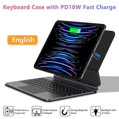GOOJODOQ Magic Keyboard Case for iPad Pro 11 M4, Air 4/5/6 – PD18W, Pogo Pin, Gesture Trackpad