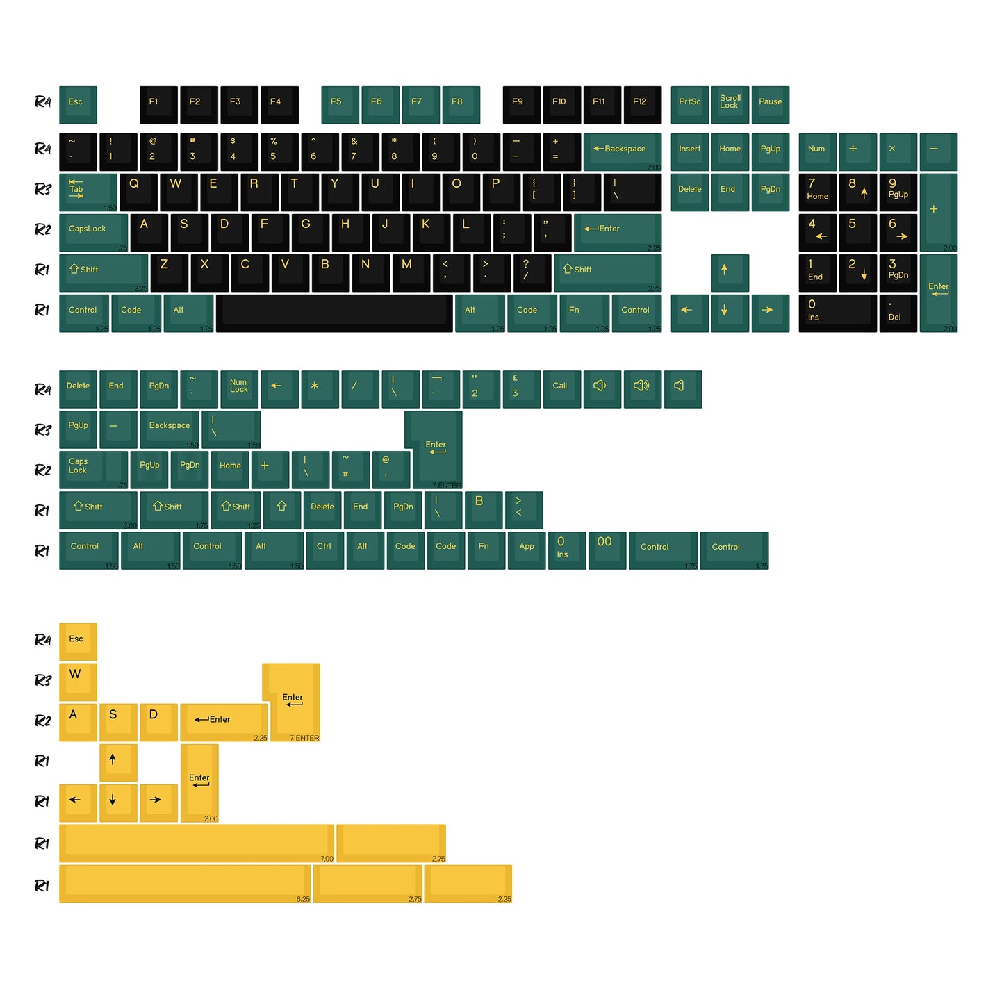 KBDiy Rome Set 174-Key Cherry Profile PBT Double Shot Keycaps – Jade Translucent for Mechanical Keyboards