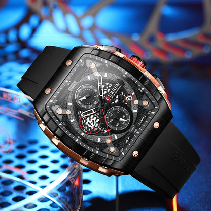 CURREN Men's Fashion Watch – Unique Square Design, Luxury Quartz Sport, Waterproof