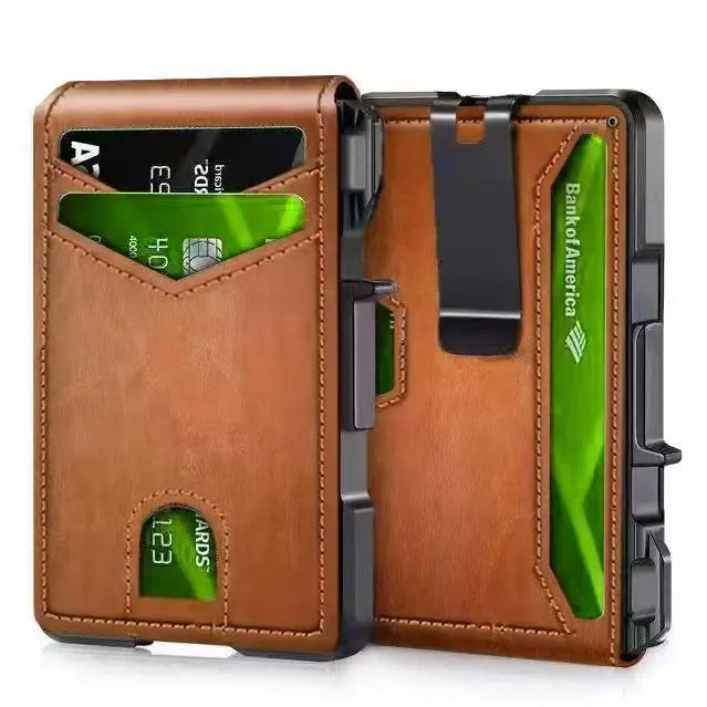 RFID Blocking Pop-Up Metal Wallet with Money Clip