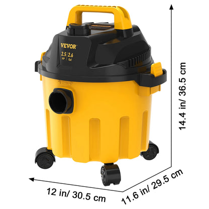 SucceBuy Wet Dry Vac 2.6 Gallon | 2.5 Peak HP | 3-in-1 Shop Vacuum with Blower