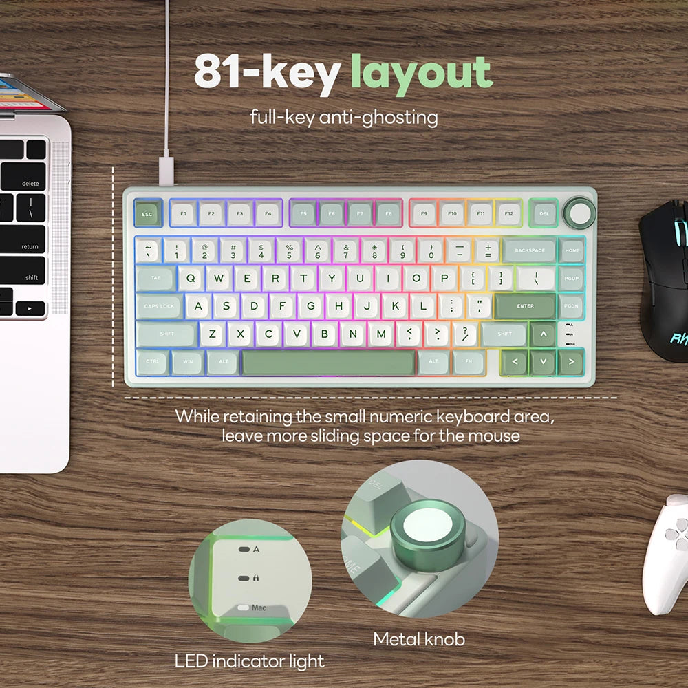Royal Kludge RK R75 Brazilian Gasket Mechanical Keyboard – 80-Key, Hot-Swap, RGB, MDA PBT Keycaps