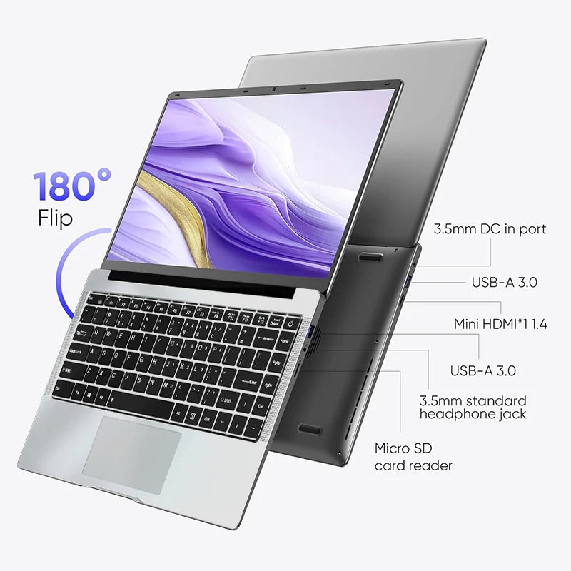 14.1" Ultraslim Laptop – Intel Core i7 9850H or Atom A3950, 12GB RAM, up to 2TB SSD, Windows 11