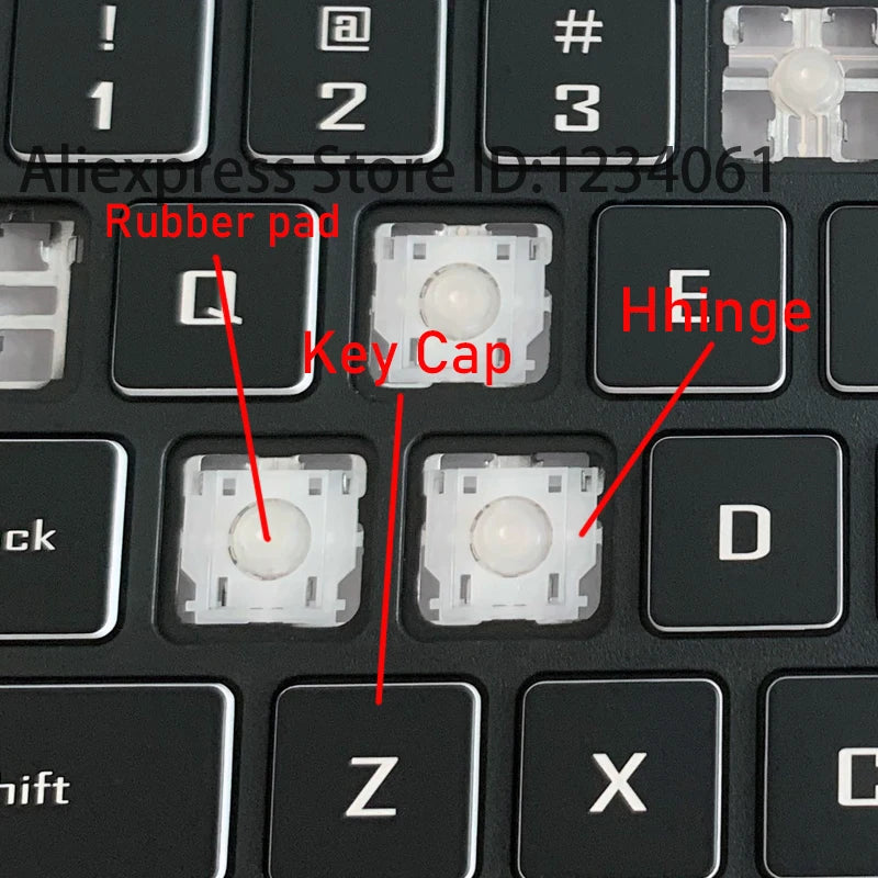 Asus ROG Zephyrus G14 Replacement Keycap – Silver, with Clips, for GA401 Series Laptops