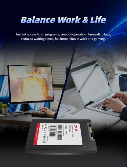 CUSU 2.5" SATA3 SSD | 128GB to 4TB | Internal Solid State Drive | Laptop & Desktop Upgrade