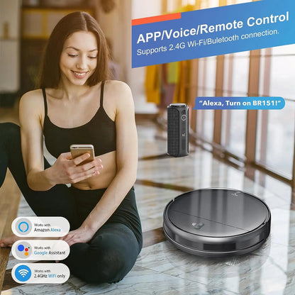 RAYFURN robot vacuum cleaner with 6000Pa suction, auto charging, and mopping feature, designed for efficient home cleaning.