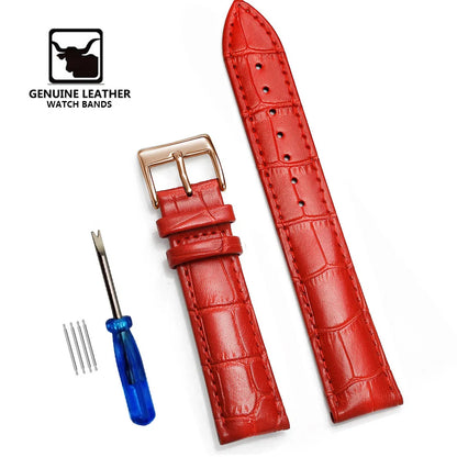 Premium Genuine Leather Watch Strap | 12–24mm, 9 Colors + Tool