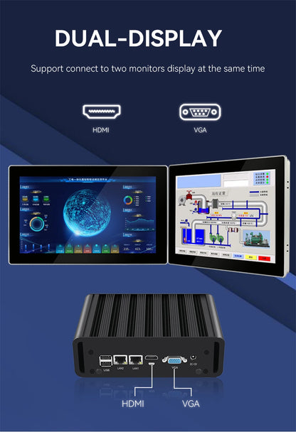 Fanless Industrial Mini PC – Intel N100, Dual LAN, 2x COM RS232/RS485, 4G LTE, GPIO, WiFi, Windows/Linux
