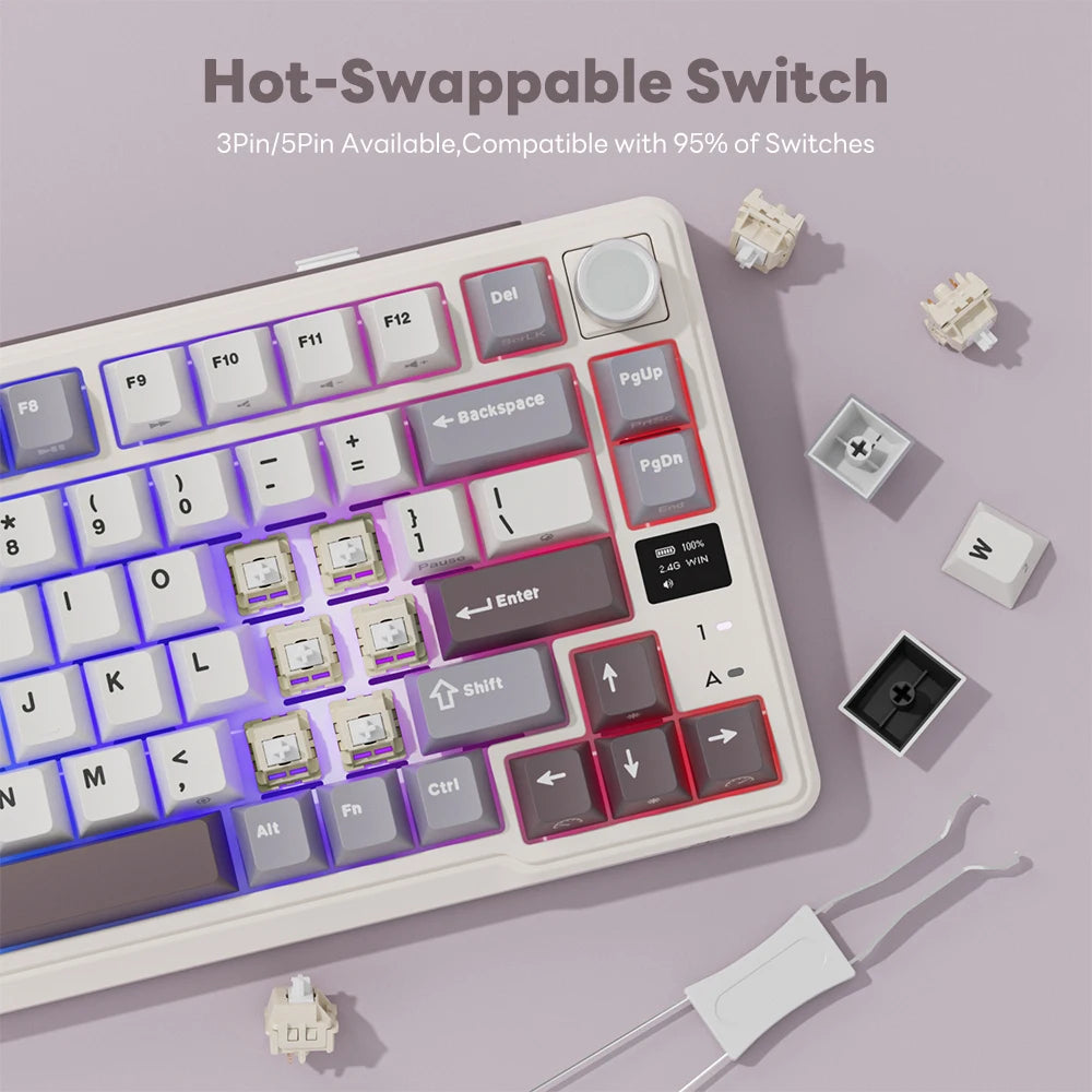 RK ROYAL KLUDGE L98 Left-Handed Mechanical Keyboard – 95%, Gasket, Tri-Mode, RGB, Hot-Swap