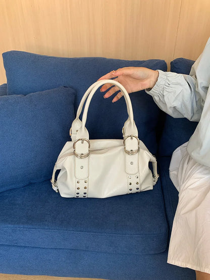 NIGEDU Rivet PU Leather Shoulder Bag