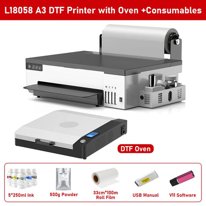A4/A3 DTF Printer with DTF Oven – XP600, Direct to Film for T-Shirts & Clothes