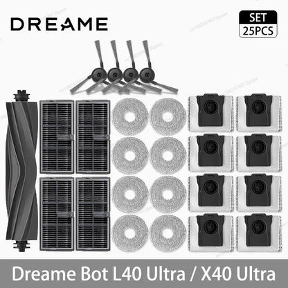 Dreame L40 Ultra / X40 Ultra Robot Vacuum Spare Parts – Brush, Filter, Mop & Dust Bag