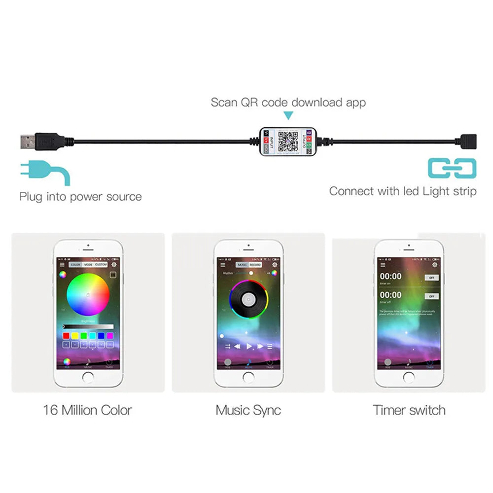 WiFi Bluetooth RGB COB LED Strip Light – 576 LEDs, 24/44 Key Remote, Flexible Tape Kit