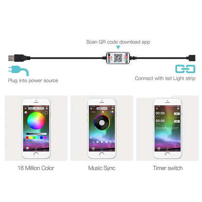 WiFi Bluetooth RGB COB LED Strip Light – 576 LEDs, 24/44 Key Remote, Flexible Tape Kit
