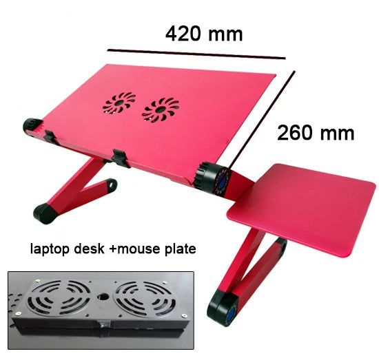 Adjustable Laptop Desk Stand with Cooling Fan – Ergonomic Lapdesk for Bed & Sofa