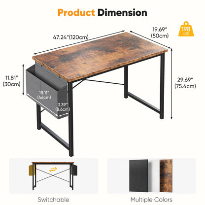 JHK 31–55" Adjustable Office & Gaming Desk – Metal Frame, Wood Tabletop & Storage Bag
