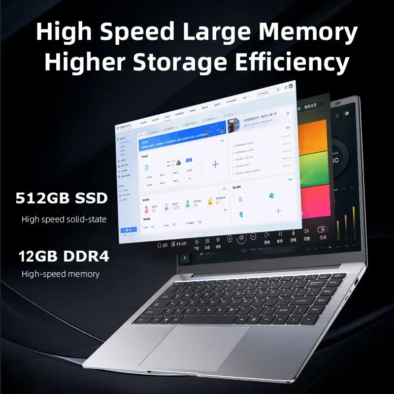 Portable Laptop 14.1" — Intel i7-9850H / Atom A3950, 12GB RAM, 1TB M.2 SSD, Windows 11