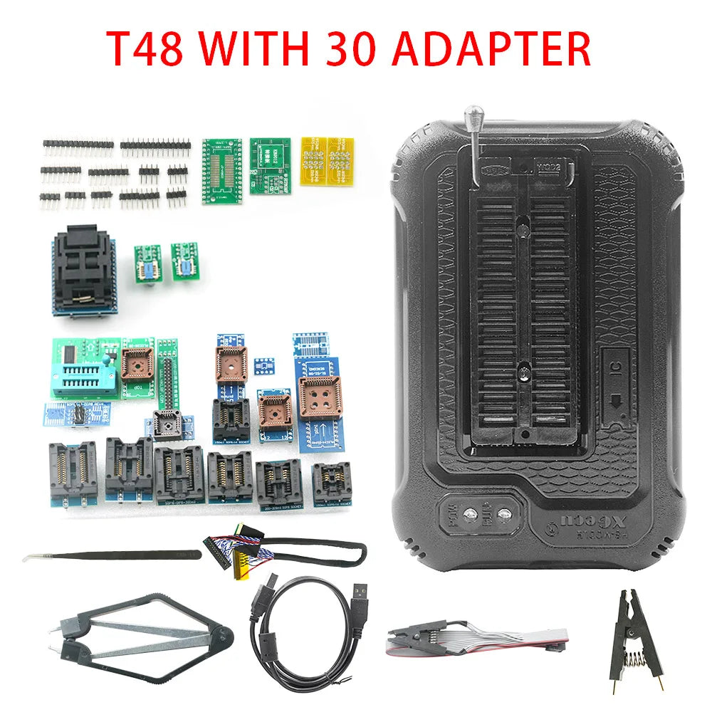 XGecu T48 (TL866-3G) Universal Programmer – 39 Adapters, 31000+ ICs, SPI/NAND/eMMC