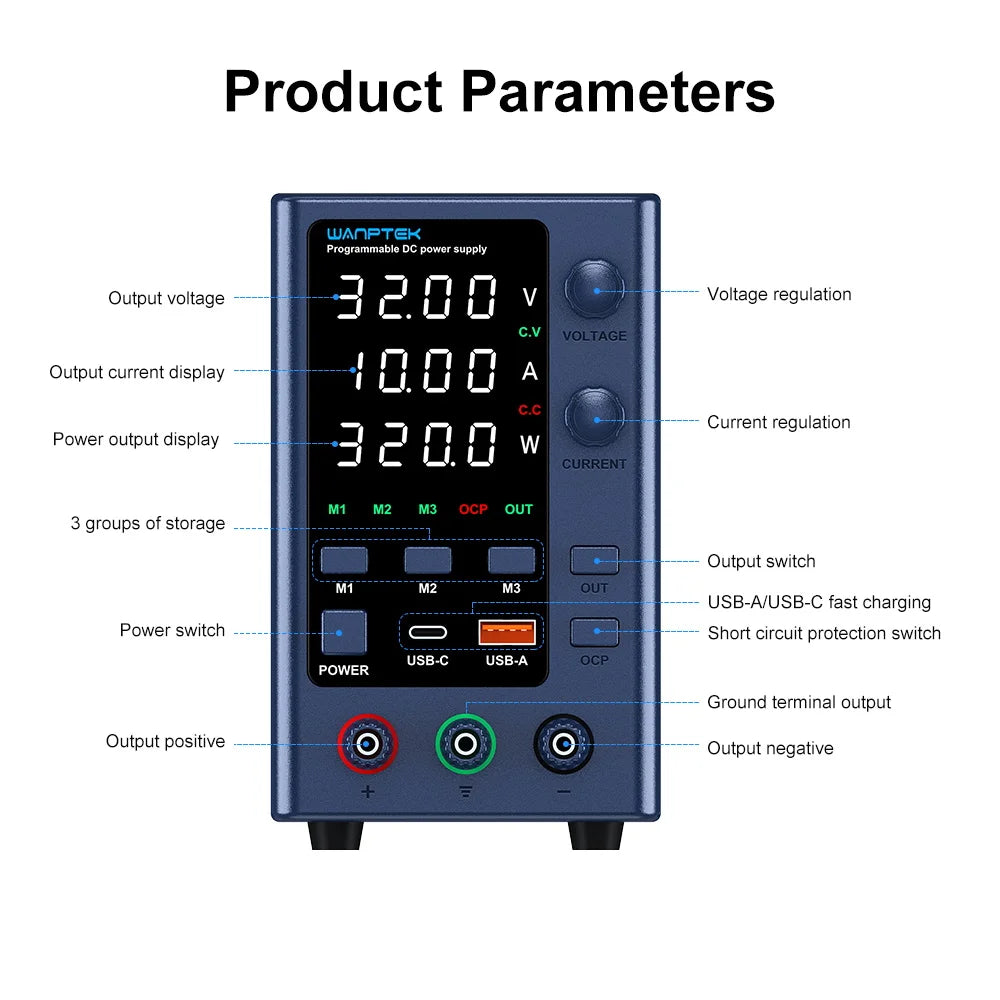 Wanptek Adjustable DC Lab Bench Power Supply