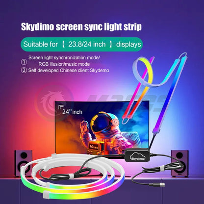Skydimo Ambilight RGB LED Strip for PC Monitor – AURA USB 5V Software Control (24"/27"/32"/34")