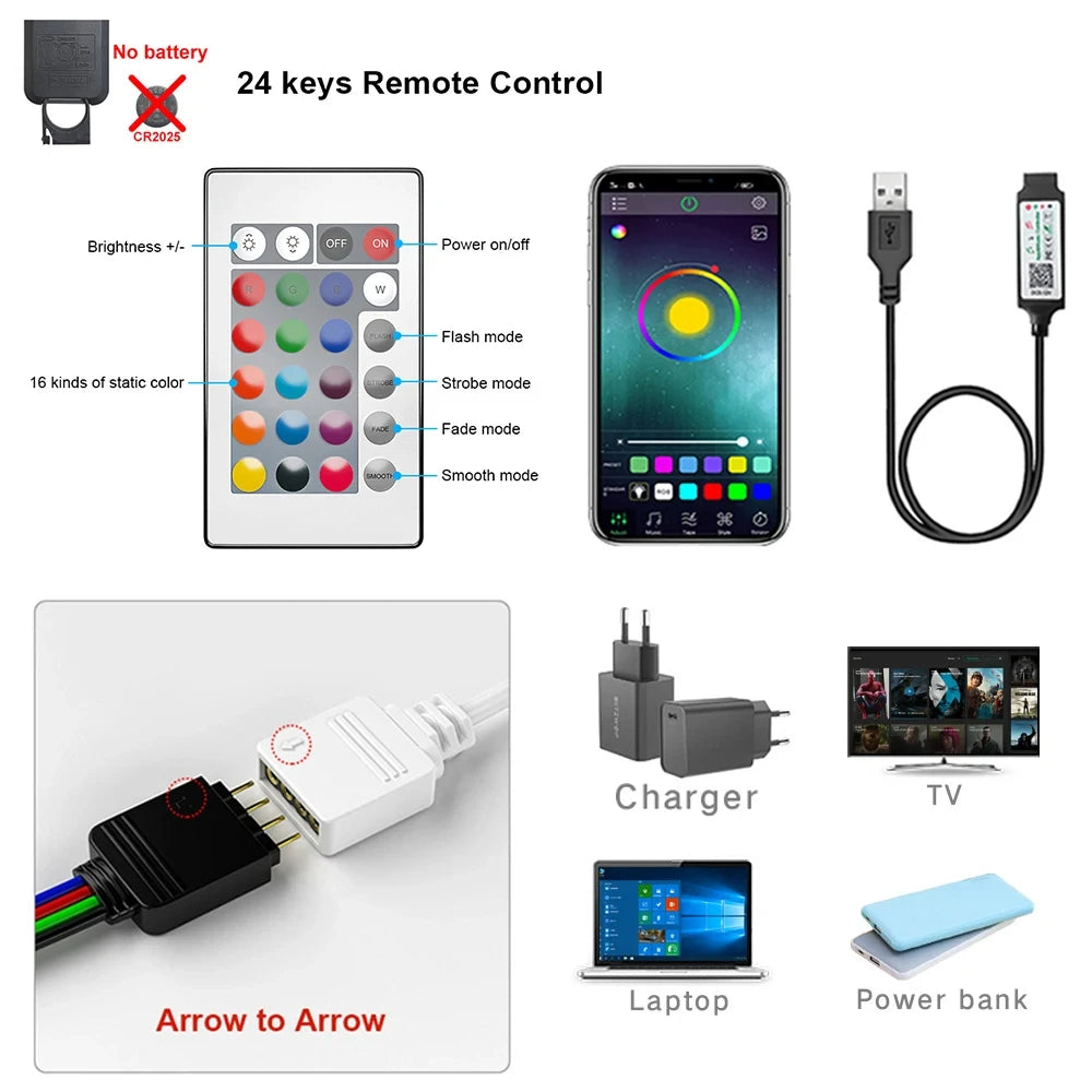 Bluetooth LED Strip Lights Smart SMD 5050 - APP & Remote Control, TV Backlight & Room Decor