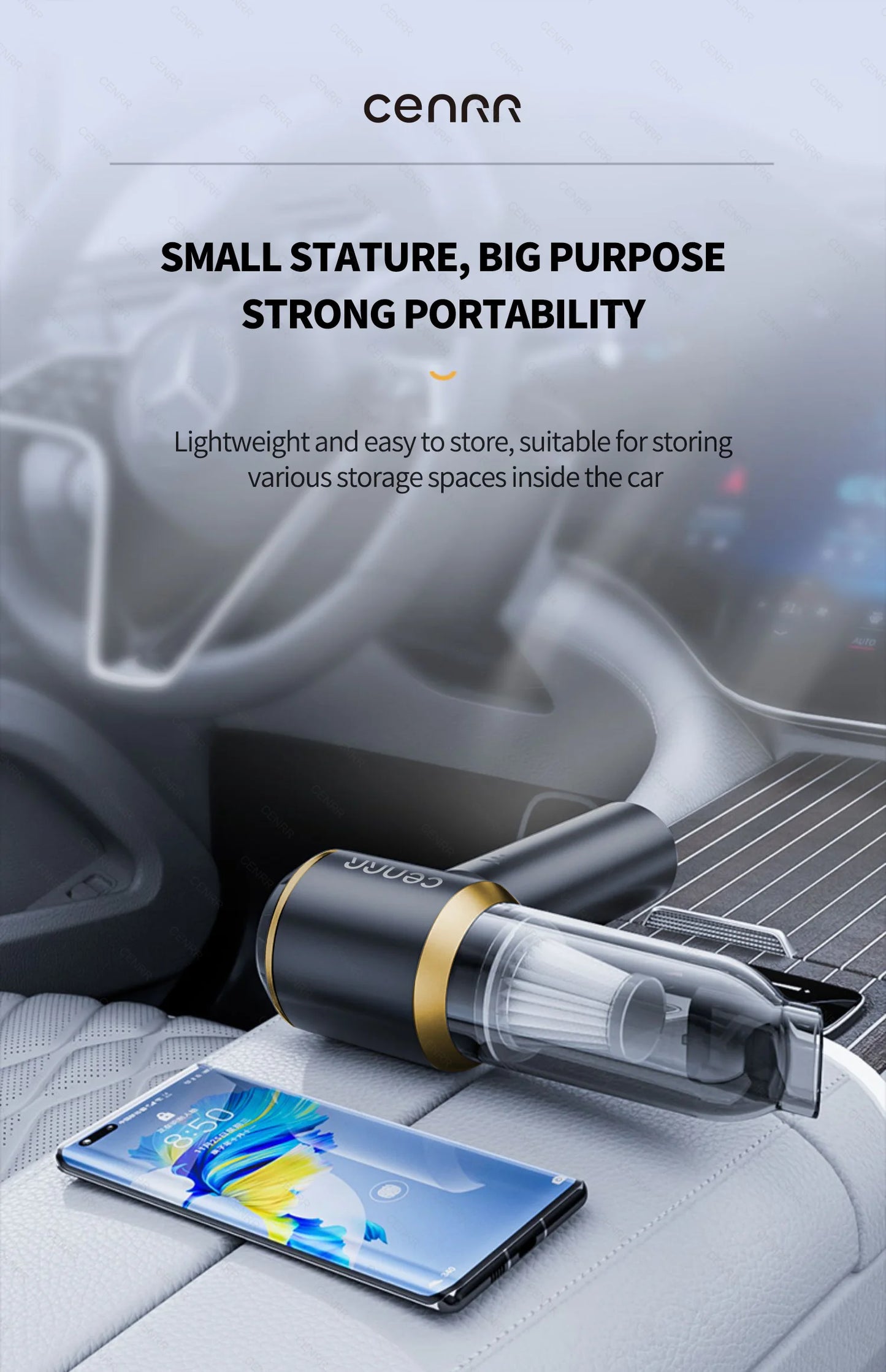 CENRR Mini Car Vacuum Cleaner – 998000Pa, Cordless, Handheld, Blower
